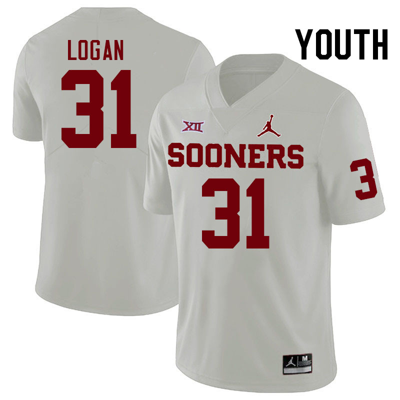 Youth #31 Ashton Logan Oklahoma Sooners College Football Jerseys Stitched Sale-White